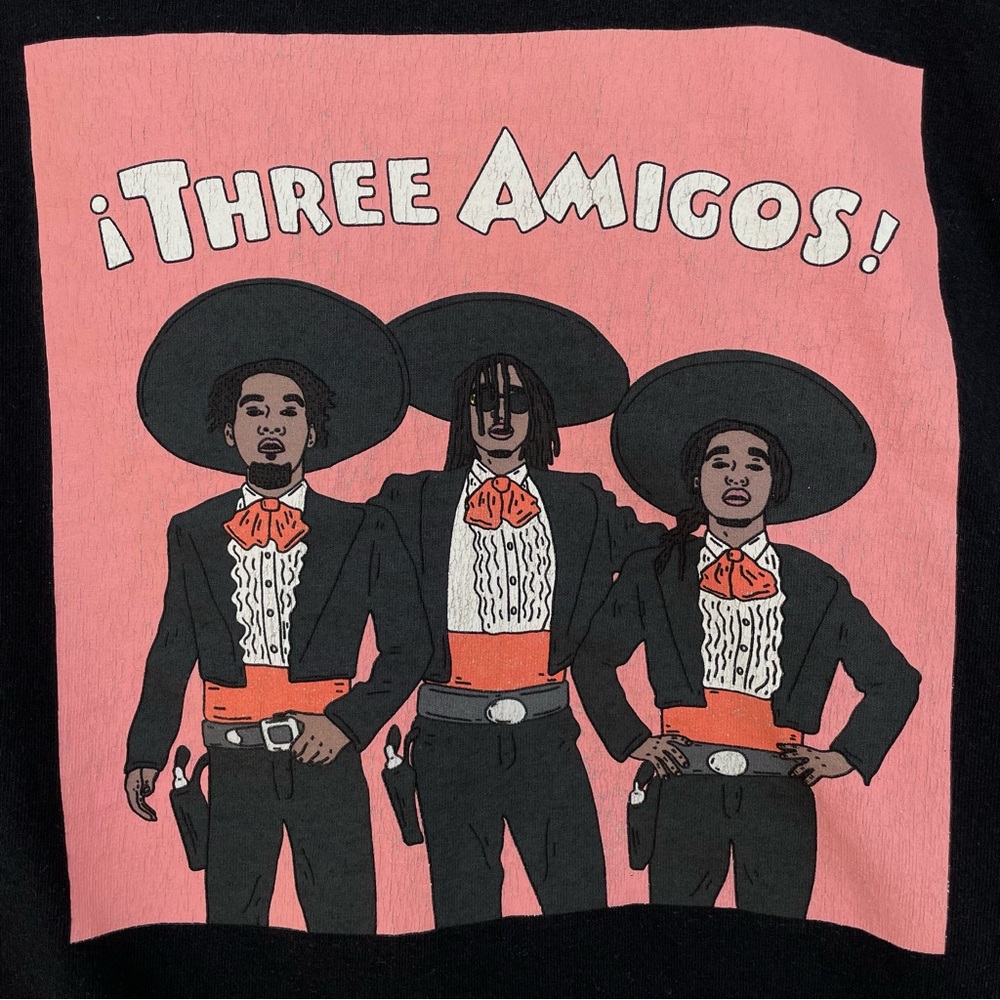SOMEHOODLUM Black ¡THREE AMIGOS! Migos Graphic Tee M